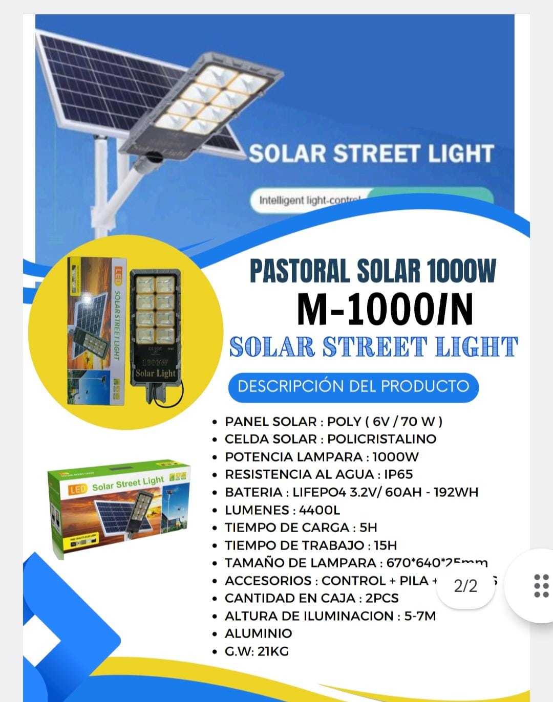 Pastoral de 1000w con panel aparte